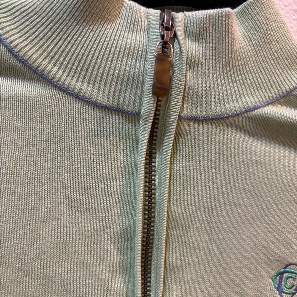 Peter Millar Women’s Silk Cotton Quarter Zip Sweater – Mint Green – Size M - Picture 11 of 12